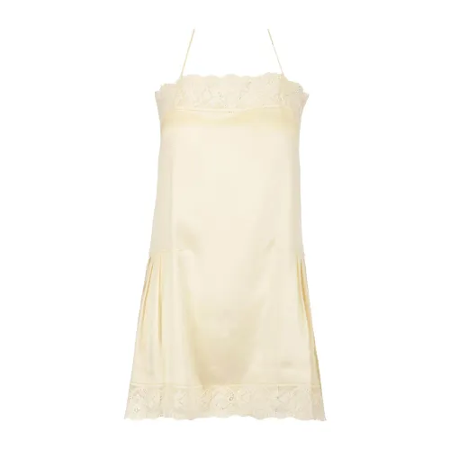 Maison Margiela , Silk Embroidered Dress ,Beige female, Sizes: