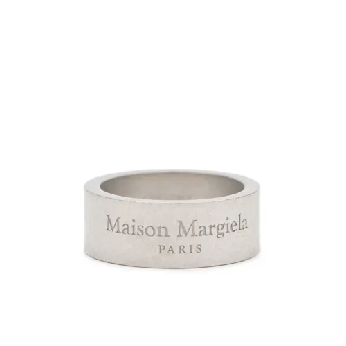 Maison Margiela , Silver Logo Engraved Ring ,Gray male, Sizes: S, M, L, XL