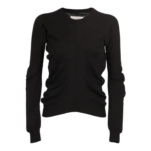 Maison Margiela , Slim-Fit Cotton Knit Sweater ,Black female, Sizes: