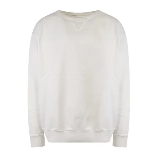 Maison Margiela , White Cotton Crew-neck Sweatshirt Ss23 ,White male, Sizes: