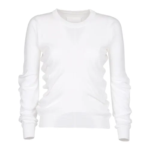 Maison Margiela , White Cotton Sweatshirt with Round Neck and Long Sleeves ,White female, Sizes:
