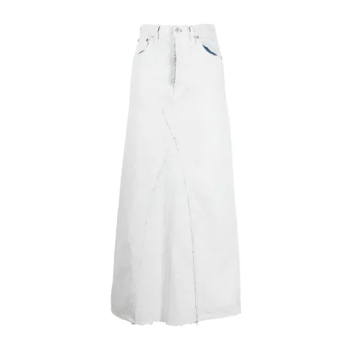Maison Margiela , White Denim Skirt with Zipper and Pockets ,White female, Sizes: