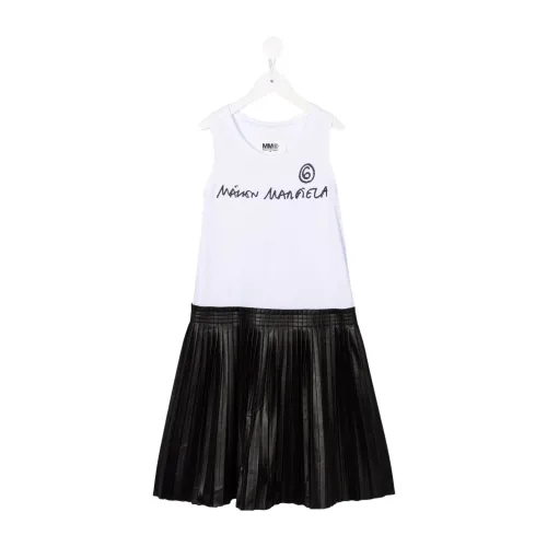 Maison Margiela , White Flared T-Shirt Dress for Girls ,White female, Sizes: