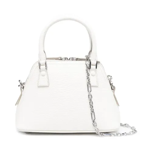 Maison Margiela , White Leather Bag with Metal Chain Strap ,White female, Sizes: ONE SIZE
