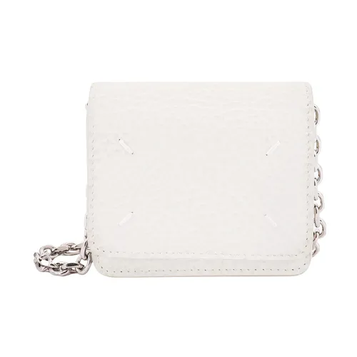 Maison Margiela , White Leather Card Holder with Iconic Stitching ,White female, Sizes: ONE SIZE