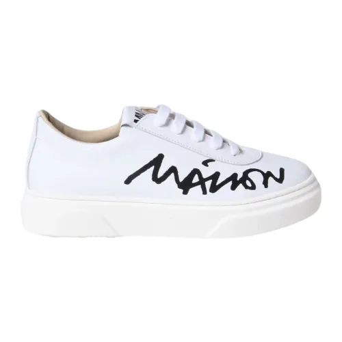 Maison Margiela , White Leather Casual Flat Shoes ,White unisex, Sizes: