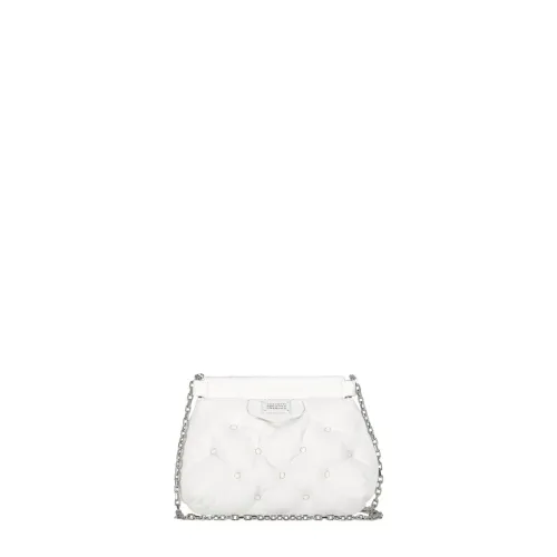 Maison Margiela , White Leather Shoulder Bag with Metallic Strap ,White female, Sizes: ONE SIZE