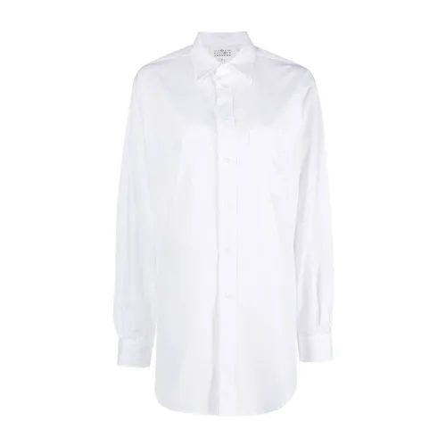 Maison Margiela , White Long Sleeve Shirt with Pointed Collar and Button Front ,White female, Sizes: