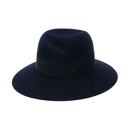 Maison Michel , Blue Wool Fedora Hat with Grosgrain Ribbon ,Blue female, Sizes: