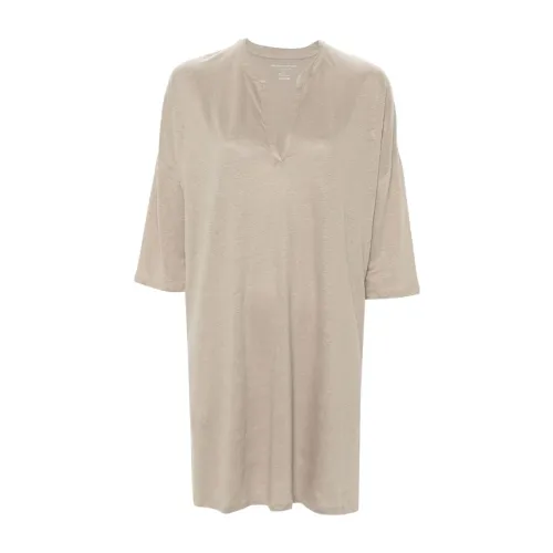Majestic Filatures , Eco-friendly Dove Grey Linen Dress ,Beige female, Sizes: