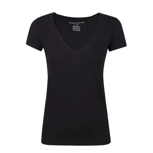 Majestic Filatures , Short Sleeve Marine T-Shirt ,Black female, Sizes: