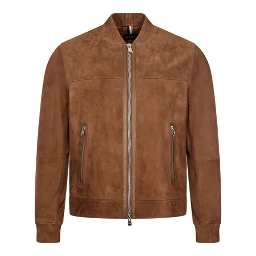Malbano Suede Bomber Jacket - Open Brown
