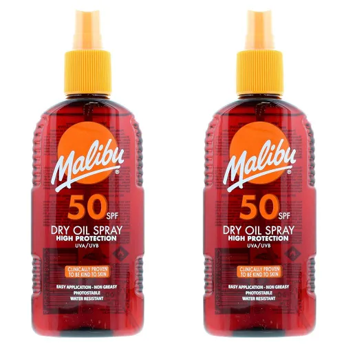 Malibu Sun SPF 50 Non-Greasy Dry Oil Spray for Tanning