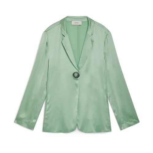 Maliparmi , Shiny Single-Breasted Long Sleeve Jacket ,Green female, Sizes: