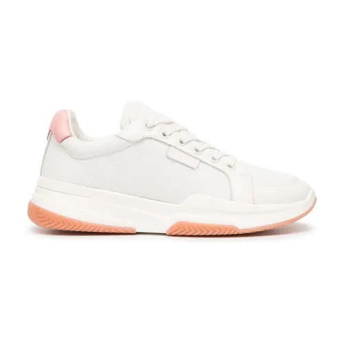 Mallet Footwear , Women`s White and Pink Low Top Sneakers ,White female, Sizes: