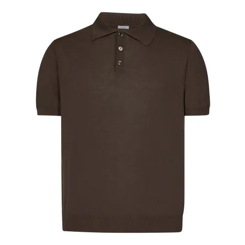 Malo , Brown Cotton Sweater with Three-Button Closure ,Brown male, Sizes: