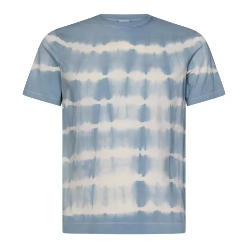 Malo , Clear Blue Tie Dye Striped T-shirt ,Blue male, Sizes: