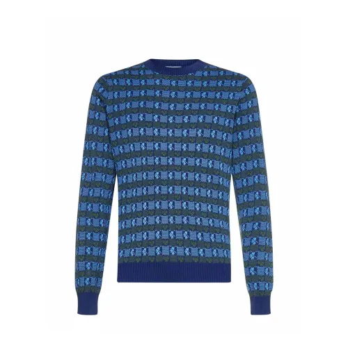 Malo , Malo Cotton Sweater ,Blue male, Sizes: