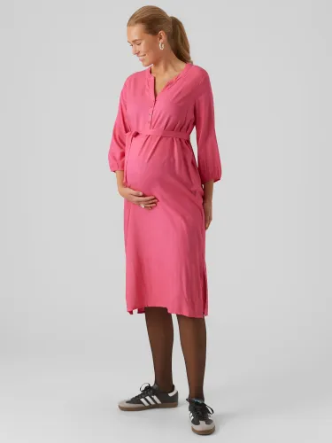 Mamalicious Misty Lia Shirt Maternity Dress, Fuchsia Fedora - Fuchsia Fedora - Female