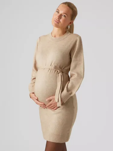 Mamalicious Newanna Knit Maternity Dress, Neutral Melange - Neutral Melange - Female