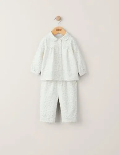 Mamas & Papas Girls Pure Cotton Ditsy Floral Pyjamas (6 Mths-3 Yrs) - 9-12M - Cream, Cream