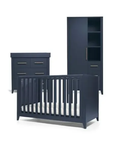 Mamas & Papas Melfi 3 Piece Cotbed Range with Dresser and Wardrobe - Dark Blue, Dark Blue