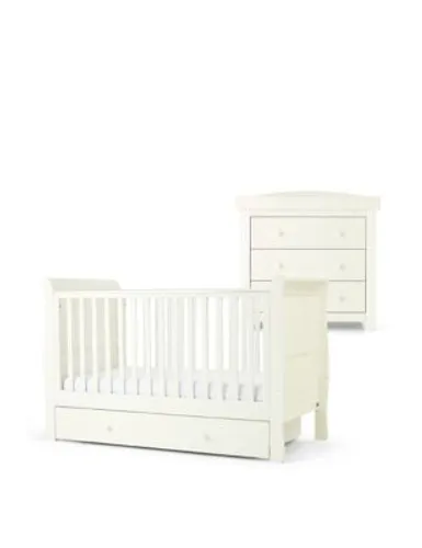 Mamas & Papas Mia 2 Piece Cotbed Set with Dresser - White, White