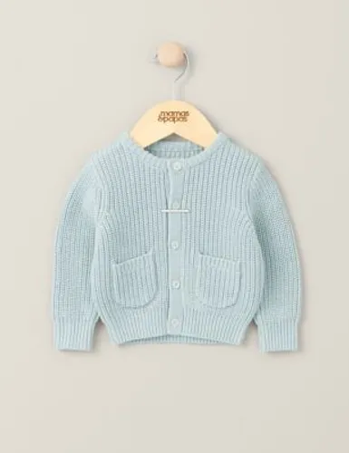 Mamas & Papas Newborn Boys Pure Cotton Knitted Cardigan (7lbs-12 Months) - NB - Blue, Blue