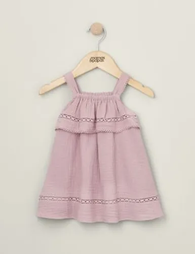 Mamas & Papas Newborn Girls Pure Cotton Dress (0-3 Yrs) - 3-6 M - Pink, Pink