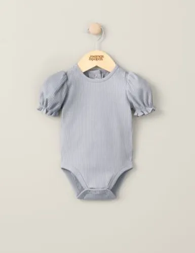 Mamas & Papas Newborn Girls Pure Cotton Ribbed Bodysuit (0-3 Yrs) - 0-3 M - Purple, Purple