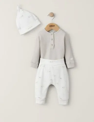Mamas & Papas Stork My First Outfit 3 Piece Set (7lbs-6 Mths) - 3-6 M - Grey, Grey
