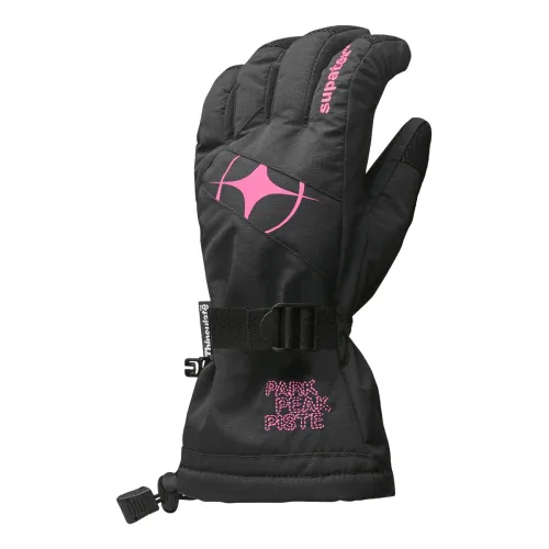Manbi Kids Epic Ski Gloves: Black/Fuchsia: 13-14 Years Size: 13-14 Yea
