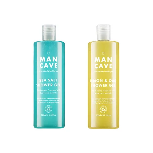 ManCave Shower Gel Bundle - Lemon & Oak 500ml + Sea Salt