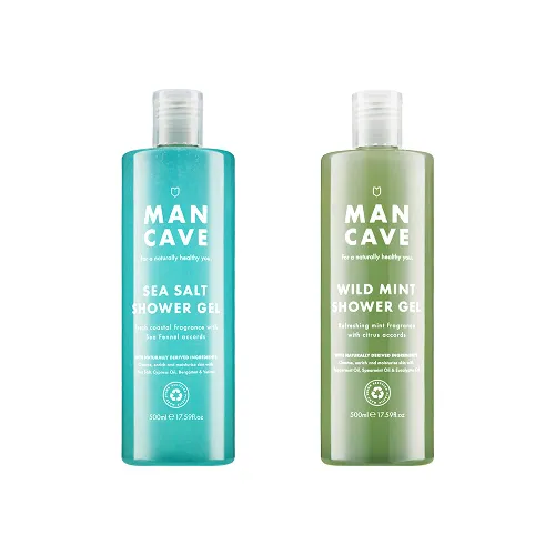 ManCave Shower Gel Bundle - Sea Salt 500ml + Wild Mint 500ml