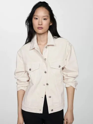Mango Alaia Oversize Denim Jacket, Natural White - Natural White - Female