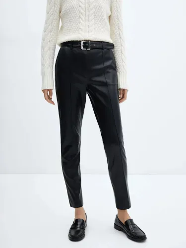 Mango Anita Faux Leather Belt Trousers - Black - Female