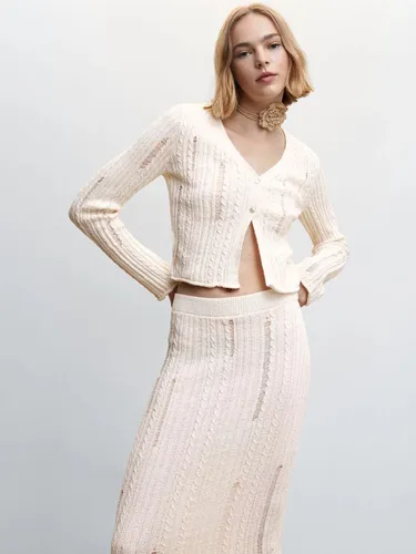 Mango Aristo Crochet Knit Skirt, Light Beige - Light Beige - Female