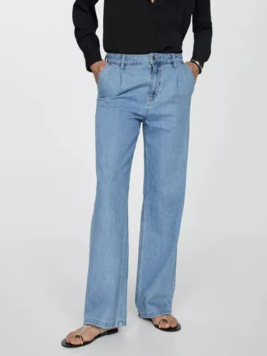 Mango Arletita Straight Pleated Jeans - Open Blue - Female