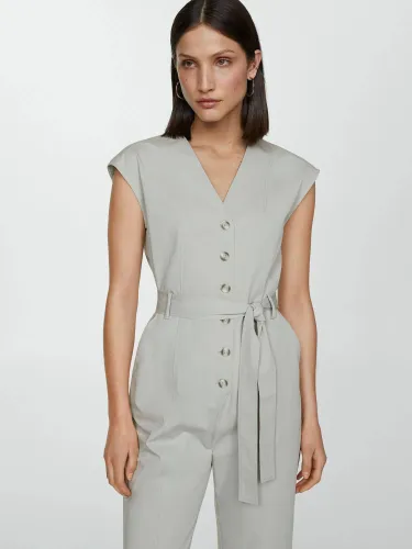 Mango Azalea Cotton Blend Jumpsuit, Pastel Grey - Pastel Grey - Female