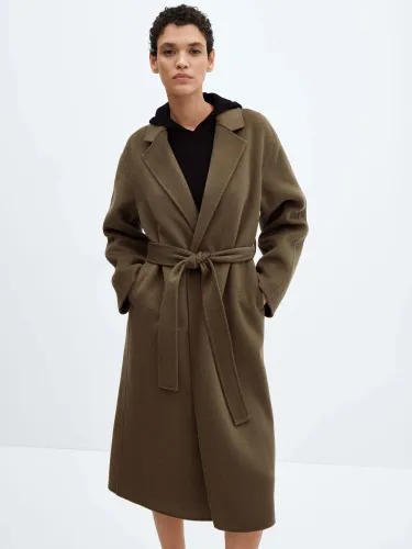 Mango Batin Wool Blend Coat, Khaki - Khaki - Female