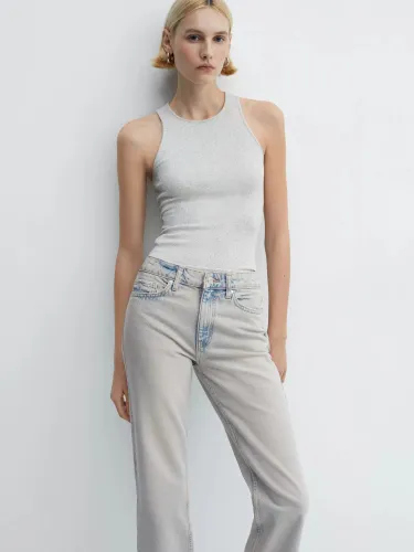 Mango Blanca Straight Cropped Jeans - Open Blue - Female