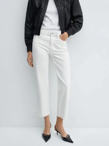 Mango Blanca Straight Cropped Jeans - White - Female