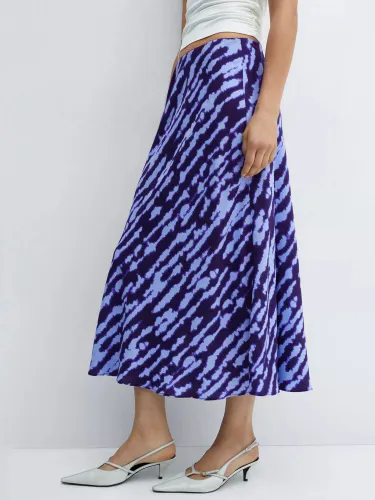 Mango Bombay Satin Midi Skirt, Medium Blue - Medium Blue - Female