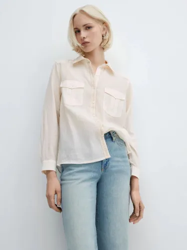 Mango Bonnie Cotton Embroidery Shirt, Natural White - Natural White - Female