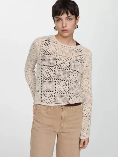Mango Cedar Crochet Jumper, Light Pastel Brown - Light Pastel Brown - Female