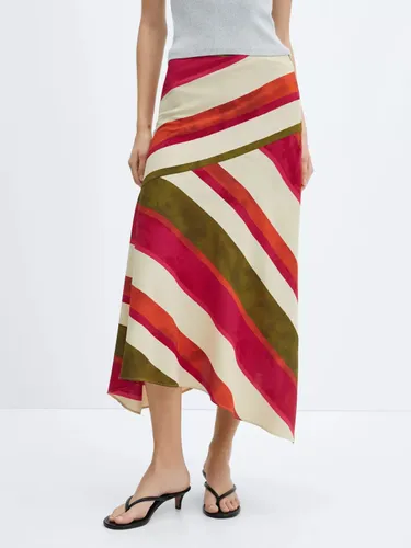 Mango Cherry Diagonal Stripe Midi Skirt, Multi - Multi - Female