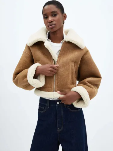 Mango Crawford Double Sided Faux Leather Jacket, Light Beige - Light Beige - Female