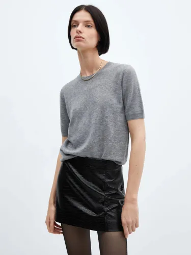 Mango Croco Faux Leather Mini Skirt, Black - Black - Female