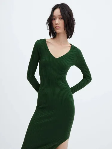 Mango Goleta Slim Fit Midi Dress, Green - Green - Female