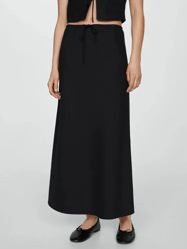 Mango Lago Linen Blend Maxi Skirt - Black - Female
